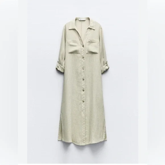 NWOT ZARA TUNIC LINEN DRESS SIZE S OVERSIZED - Picture 6 of 17